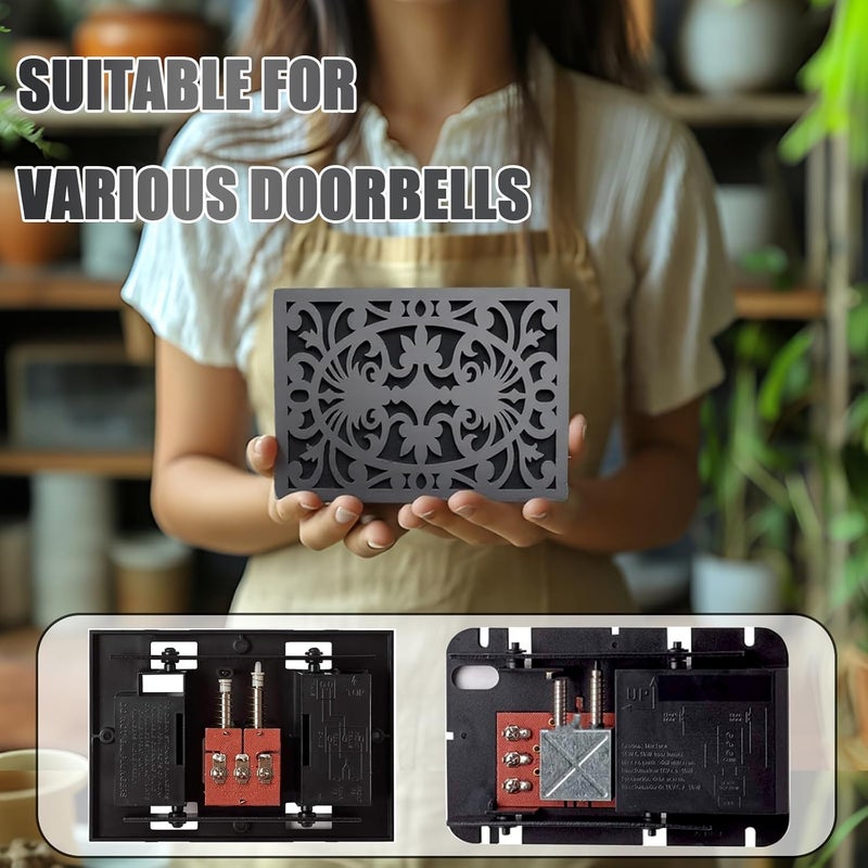 GRAUES Store Modern black Wooden Doorbell Chime Cover Box – Noise-Reducing, – Decorative Black Wall-Mounted Cover for Chimes | wooden doorbell cover box only (7.75” x 6” x 2.75”) - Image 3